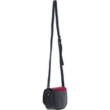 Ashwood Leather & Harris Tweed® Cloth Saddle Crossbody Bag with Twist Lock Navy/Pink: TW-30-06-NP
