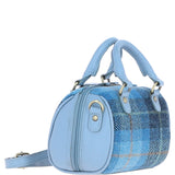 Ashwood Leather & Harris Tweed® Cloth Small Barrel Bag Baby-blue/Blue: TW-61-19-BB
