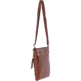 Ashwood Curve  Zip Top Leather Cross Body Bag 2 Tone Tan: 64640/curve