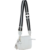 Compact Twin Zip Ashwood Leather Crossbody Bag White: X-35