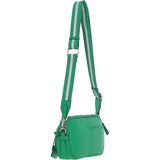 Compact Twin Zip Ashwood Leather Crossbody Bag Green: X-35