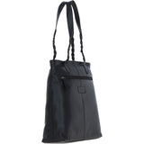 Black Leather Shoulder Bag with Polka Dot Print Pocket: ELA 1128