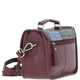 Ashwood Leather & Harris Tweed® Cloth Small Satchel Bag Wine/Mcload: TW-67-17-WM