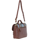 Ashwood Leather & Harris Tweed® Cloth Large Satchel Bag with Twist Lock Tann/Mcload: TW-35-02-TM