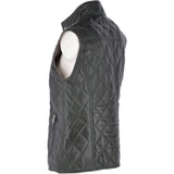 Diamond Quilted Leather Gilet Green: RIGDEN GILLET