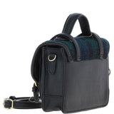 Ashwood Leather & Harris Tweed® Cloth Mini Satchel Bag with Twist Lock Black/Watch: TW-32-03-BW