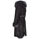 Toscana Longhaired Hood And Belted Shearling Coat Black/ Brissa: LP 24