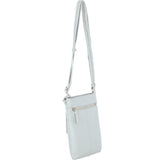 Ashwood Curve  Zip Top Leather Cross Body Bag Ice Grey: 64640/curve