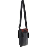 Ashwood Leather & Harris Tweed® Cloth Twist Lock Crossbody Bag Black/Green/Red: TW-31-07-BR