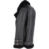 Womens Oversized Sheepskin Flying Jacket Black: KB-20091