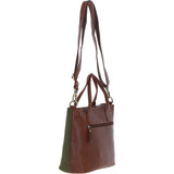 Versatile Ashwood Leather & Tweed Shoulder Bag Tan/Green Check: TW-22-010-TGNH