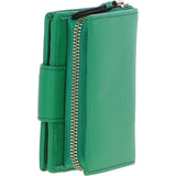 Ashwood Leather RFID Secure Wallet/Purse with Zip and Stud Closure Green: X-30
