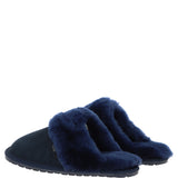 Women's Classic Suede Sheepskin Slippers Navy: Pippa