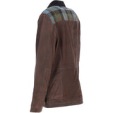 Ashwood Leather x Harris Tweed Men's Buff Lamb Leather Jacket with Corduroy Collar Brown/Mcload: TW-903-01-BM