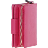 Ashwood Leather RFID Secure Wallet/Purse with Zip and Stud Closure Pink: X-30