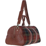 Ashwood Leather & Harris Tweed® Cloth Large Holdall Tan/Green/Red: TW-47-08-TR