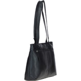 Classic Leather Zipped Shoulder Bag Black: Derry