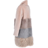 Womens Luxury Sheepskin Coat Baby Pink/multi: KB 634