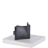 Vegetable Tanned 8 Card, ID & Coins & Zip Billfold Tab Leather Wallet Black : 1258-VT