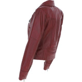 Ladies Ashwood Leather Biker Jacket Burgundy: AWL-1991
