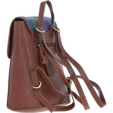 Ashwood Leather & Harris Tweed® Cloth Compact Backpack Tan/Purple: TW-65-13-TP