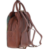 Ashwood Leather & Harris Tweed® Cloth Multi-Pocket Backpack Tan/Purple: TW-66-13-TP