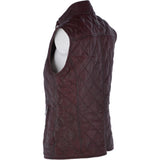 Diamond Quilted Leather Gilet Burgundy: RIGDEN GILLET