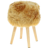 New Zealand Sheepskin Stool Ochre: SHORT SHEEPSKIN STOOL
