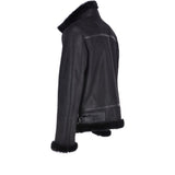 Mens Luxury Shearling Flying Jacket Black: NEON