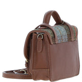 Ashwood Leather & Harris Tweed® Cloth Mini Satchel Bag with Twist Lock Tan/Mcload: TW-32-02-TM