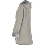 Womens Suede Sheepskin Hooded Coat Grey: KB-10285