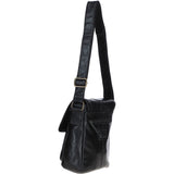Elegant Leather Messenger Bag with Adjustable Strap Black: TL-003