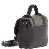 Ashwood Leather & Harris Tweed® Cloth Mini Satchel Bag with Twist Lock Brown/Green: TW-32-09-BG