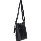 Practical Extending Pocket Leather Shoulder Bag Black: Donegal