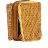 Vintage Woven Leather 7 Card Purse Yellow:  D-82