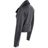 Short Leather Biker Jacket Black: 6617