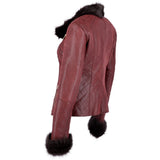 Short Toscana Biker Style Sheepskin Jacket Bordeaux: 8114
