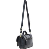 Ashwood Leather & Harris Tweed® Cloth Small Satchel Bag with Twist Lock Black/White: TW-33-012-BW