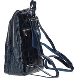 Croc Print Leather Backpack with Gold Hardware Navy/Croc: 52235