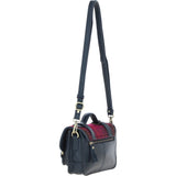 Ashwood Leather & Harris Tweed® Cloth Small Satchel Bag with Twist Lock Navy/Pink: TW-33-06-NP