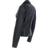 Ladies biker Jacket with Zippered Pockets Black: AWL-621