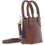 Ashwood Leather & Harris Tweed® Cloth Small Grab Bag Tan/Navy: TW-63-11-TN