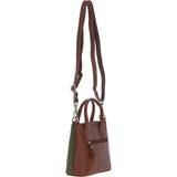Ashwood Leather & Tweed Handbag with Removable Crossbody Strap Tan/Green Check: TW-21-010-TGNH