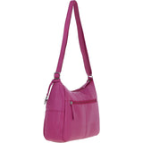 Leather Shoulder Bag with Zip & Magnetic Pocket Berry: Meath