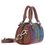 Ashwood Leather & Harris Tweed® Cloth X-Small Barrel Bag Tan/Purple: TW-60-13-TP