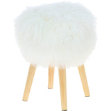 New Zealand Sheepskin Stool Tibetan Ivory: SHORT SHEEPSKIN STOOL