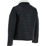 Ashwood Men’s Real Leather Puffer Jacket in Regular Fit with Faux Fur Collar Black: AWM-Puffer