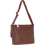 Gabicci Leather Messenger Bag with Striped Detail Tan: GB-64951