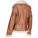 Womens Shearling Biker Jacket Cognac: 2418