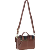 Ashwood Leather & Harris Tweed® Cloth Small Satchel Bag with Twist Lock Tan/Green/Red: TW-33-08-TR
